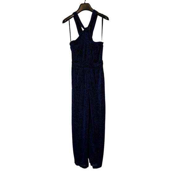 Rachel Zoe Marianne Blue Metallic Wide Leg Sleeveless Jumpsuit Size 2 - Picture 3 of 13